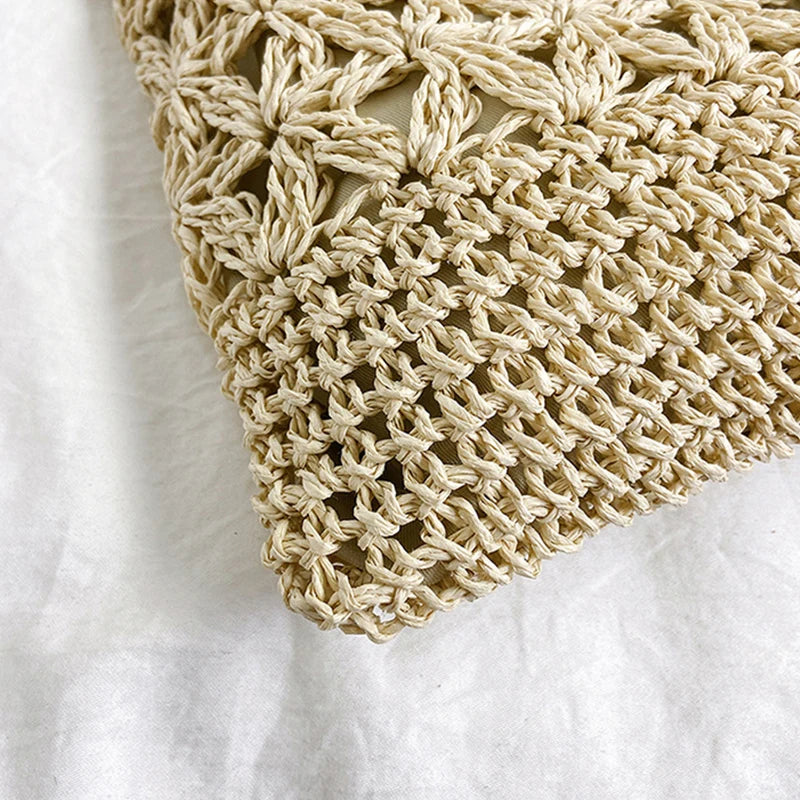 Women Beach Woven Straw Shoulder Messenger Bag Boho Crossbody Macrame Purse