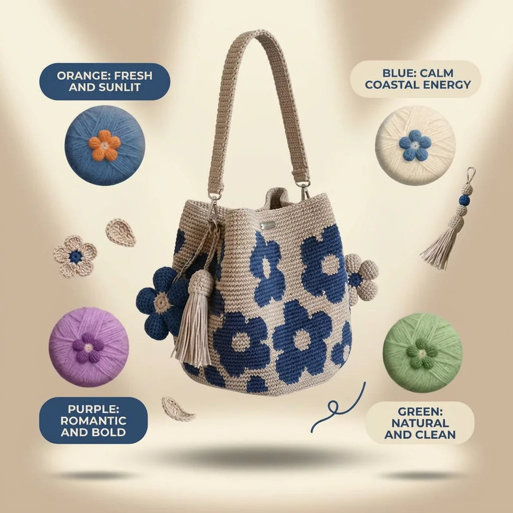 Handmade Crochet Oversized Flower Tote Bag With Detachable Flower Decoration