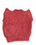 Stitch-by-Stitch Handmade Coral Fuzzy Knit Sweater Vest, Ruffle Shoulder Sleeveless Pullover + 2 Free Gifts