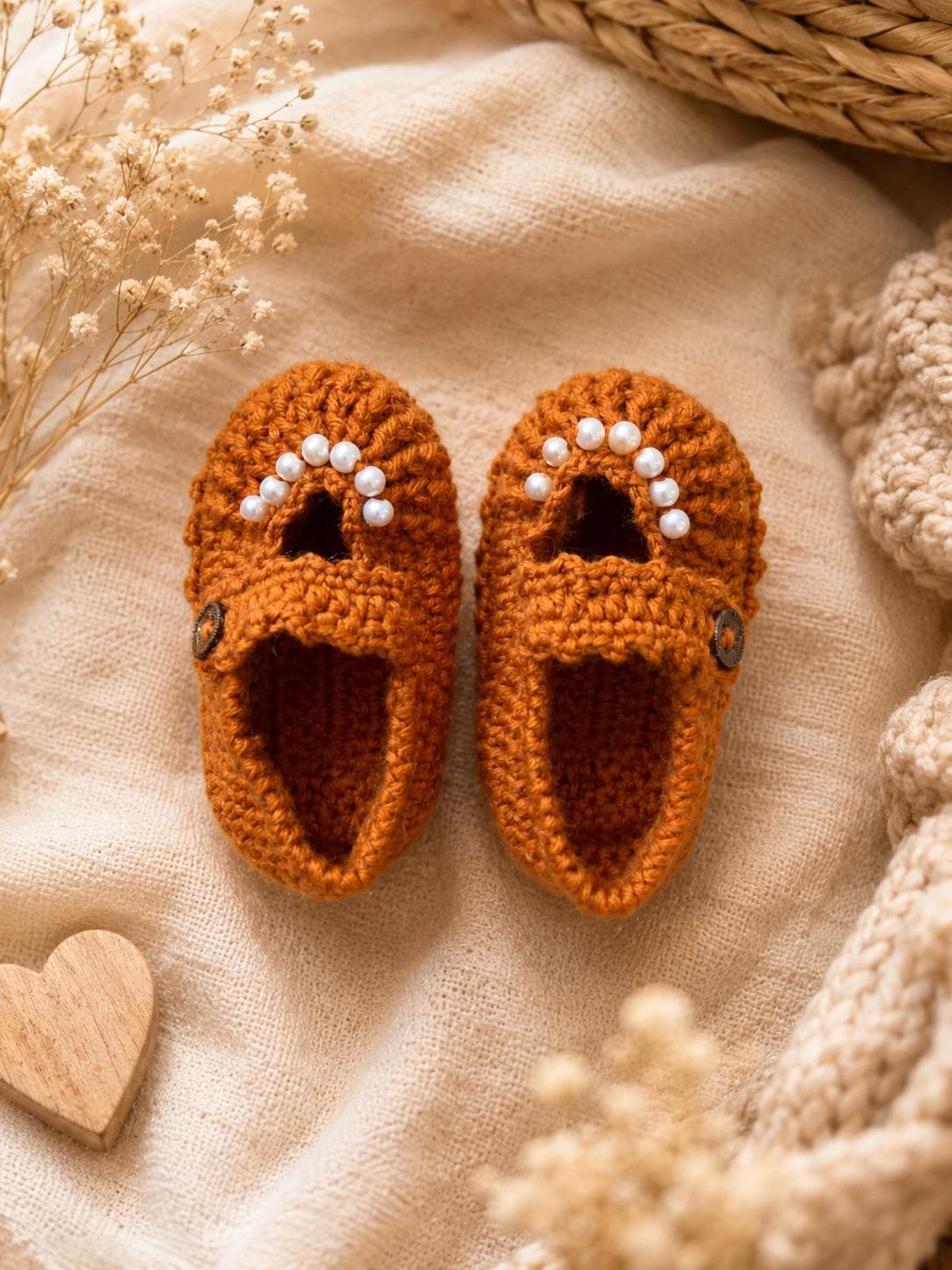 Handmade Crochet Newborn Baby Booties Set, Soft Shoes Gift, Baby Shower Girl