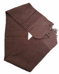 Stitch-by-Stitch Handmade Brown Crochet Scarf, Textured Fringe Winter Wrap + 2 Free Gifts