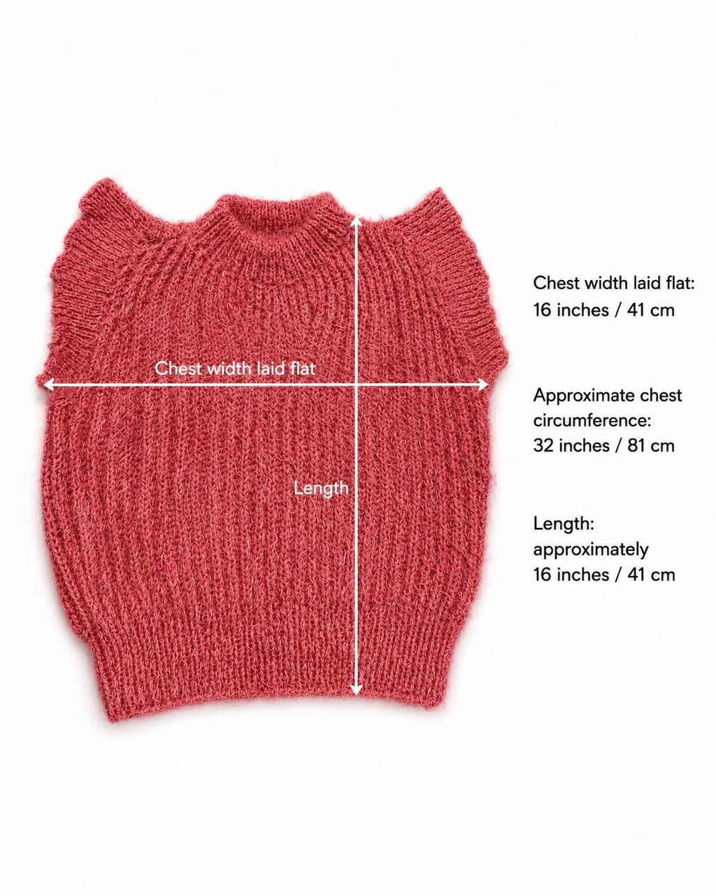 Stitch-by-Stitch Handmade Coral Fuzzy Knit Sweater Vest, Ruffle Shoulder Sleeveless Pullover + 2 Free Gifts