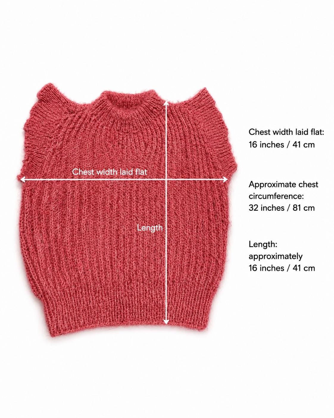 Stitch-by-Stitch Handmade Coral Fuzzy Knit Sweater Vest, Ruffle Shoulder Sleeveless Pullover + 2 Free Gifts