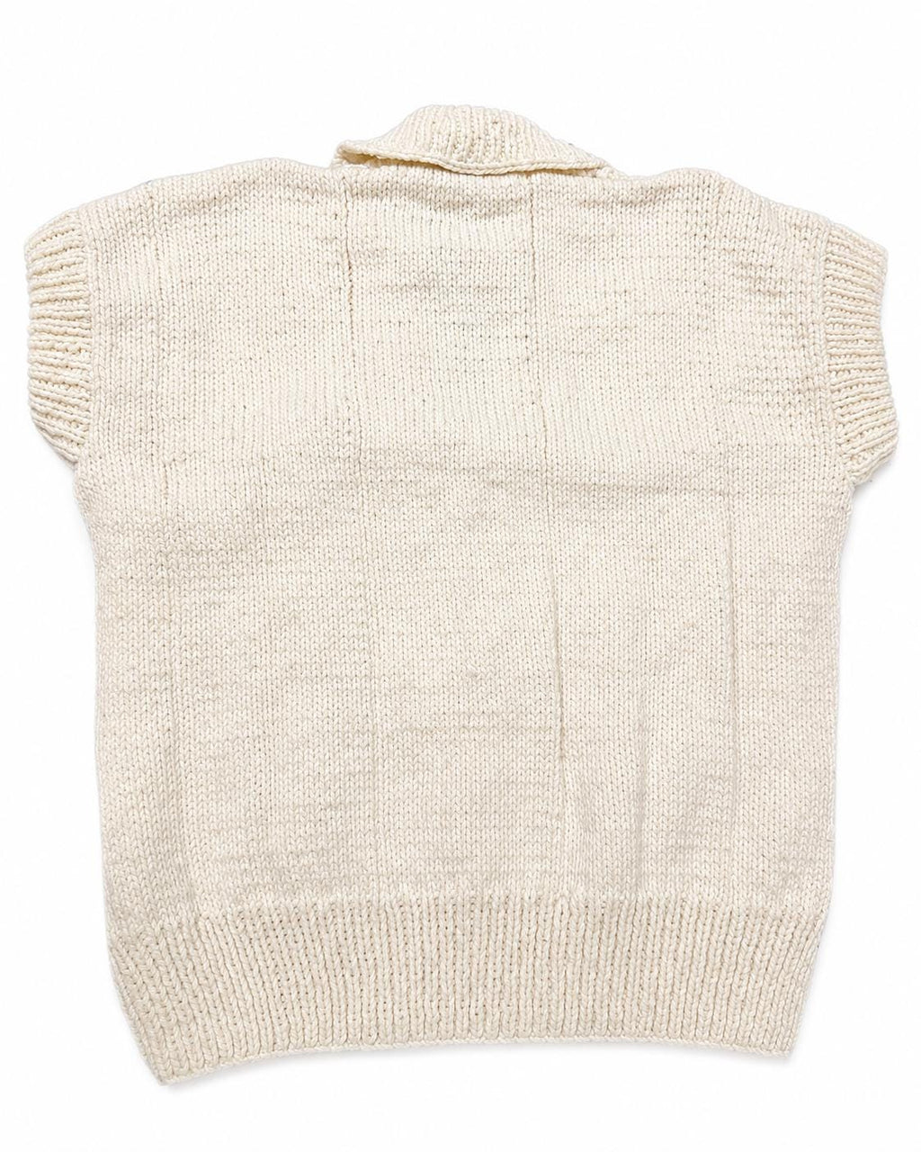 Stitch-by-Stitch Handmade Cream Cable Knit Sweater Vest, Collared V-Neck Sleeveless Pullover, Adult Small/Medium + 2 Free Gifts