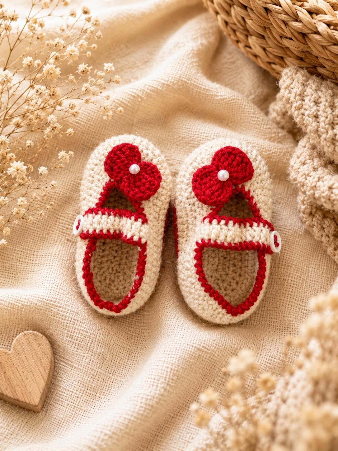Handmade Crochet Newborn Baby Booties Set, Soft Shoes Gift, Baby Shower Girl