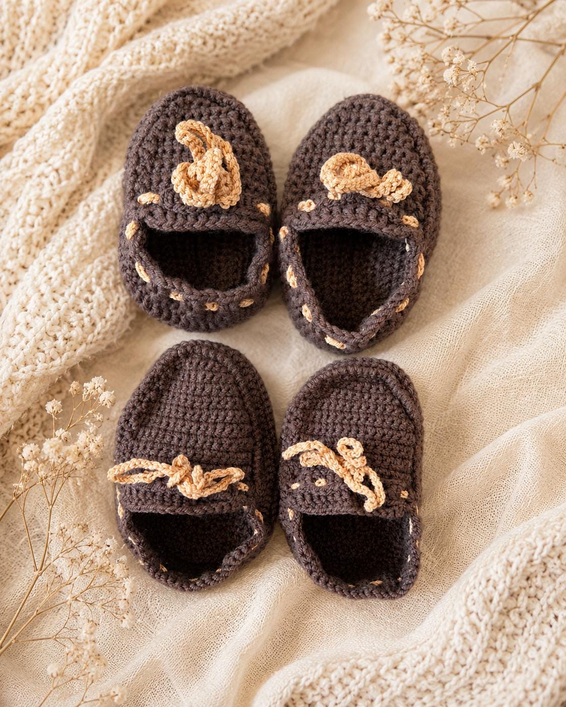 Handmade Crochet Newborn Baby Booties Set, Soft Shoes Gift, Baby Shower Girl