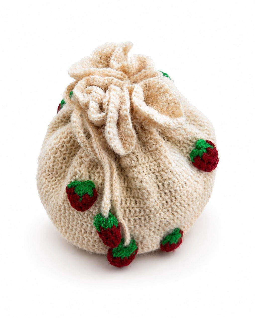 Stitch-by-Stitch Handmade Crochet Drawstring Bag, Floral Mini Bucket Purse + 2 Free Gifts