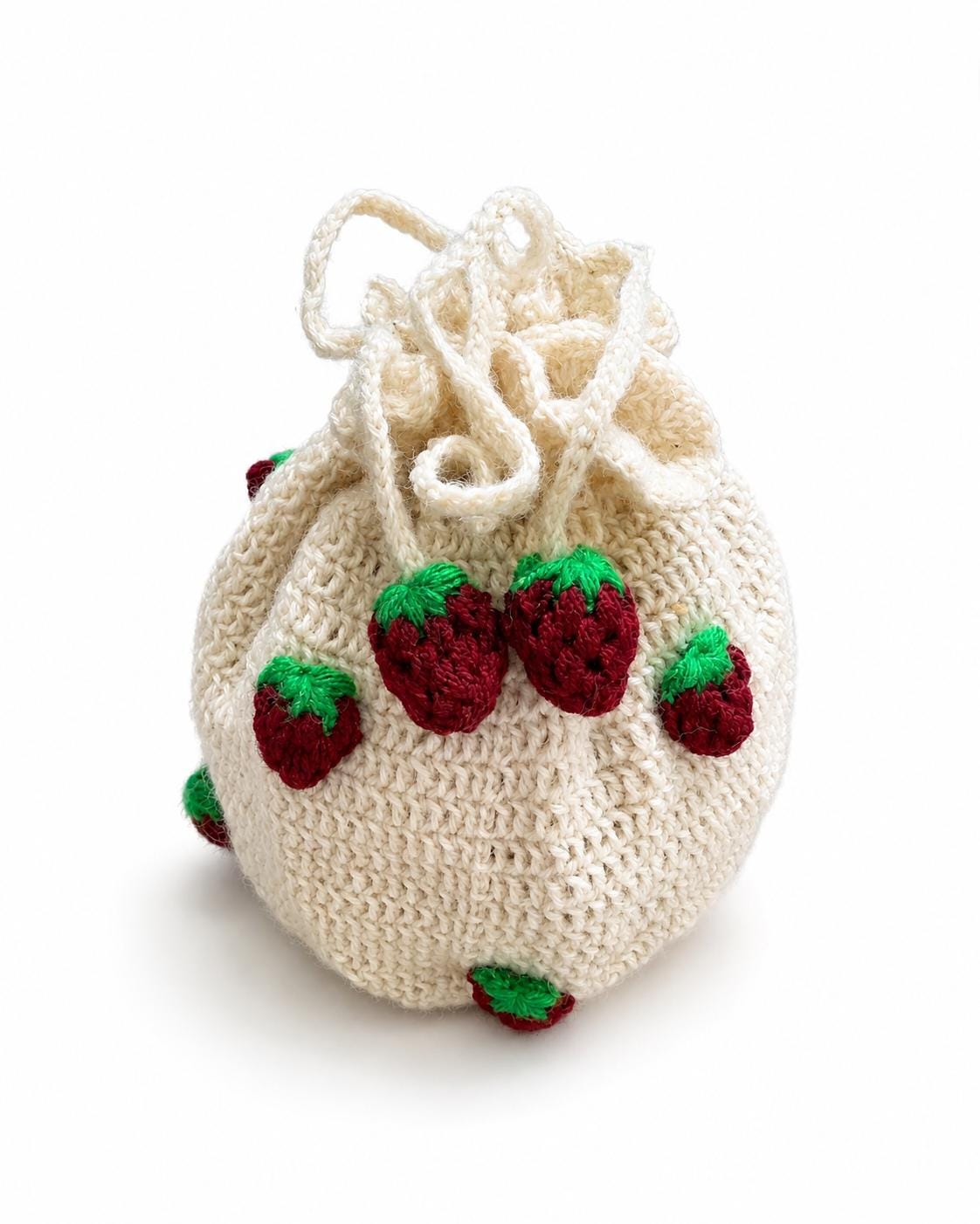 Stitch-by-Stitch Handmade Crochet Drawstring Bag, Floral Mini Bucket Purse + 2 Free Gifts