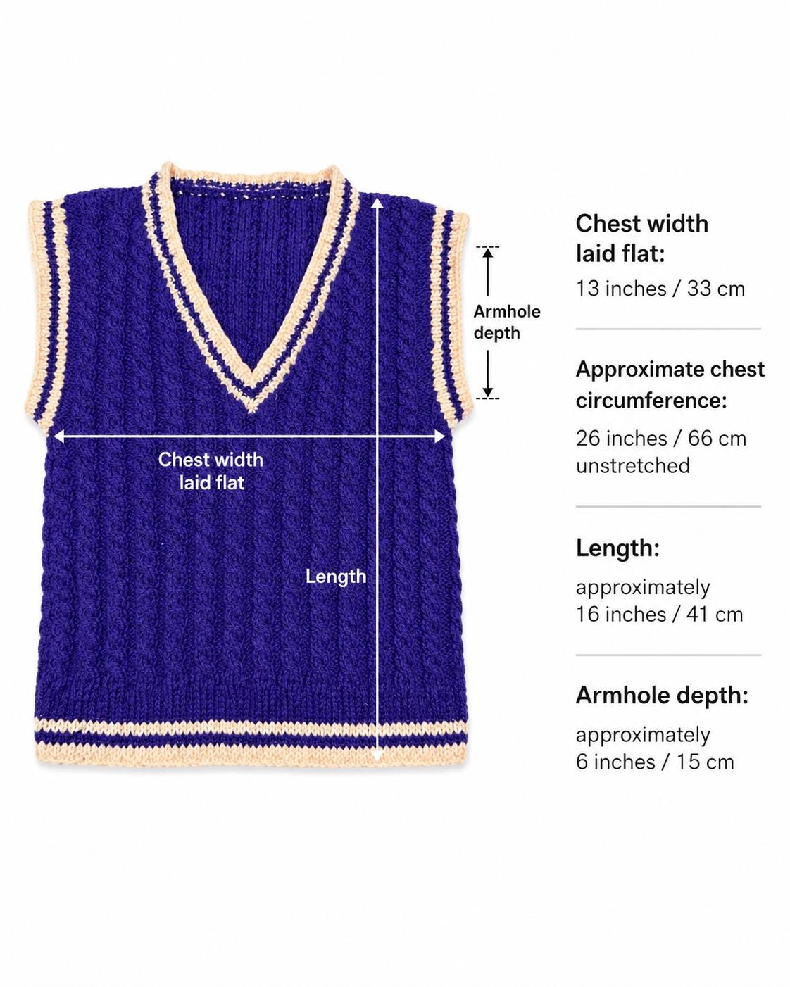 Stitch-by-Stitch Handmade Purple Cable Knit Sweater Vest, Peach Trim V-Neck + 2 Free Gifts