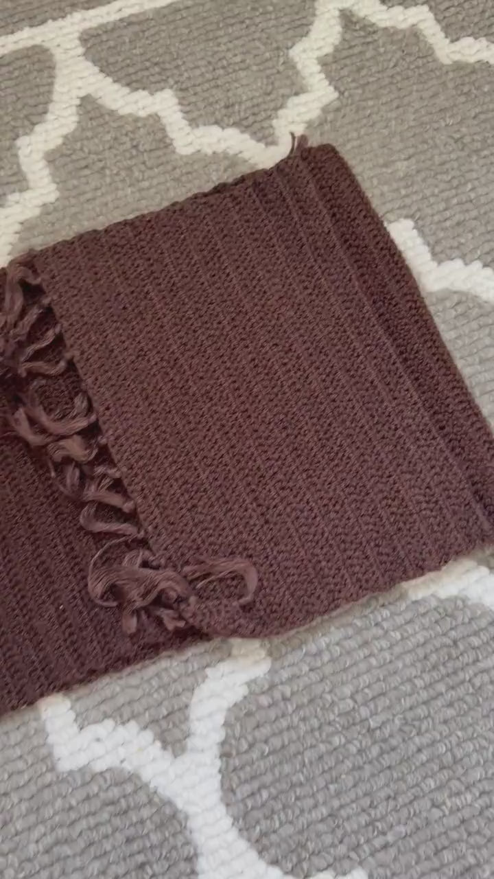 Stitch By Stitch Handmade Brown Crochet Scarf With Fringe Winter Wrap
